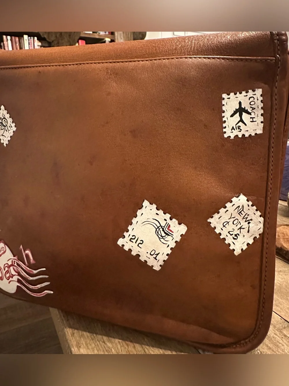 Vintage coach stewardess bag. British tan. Hand painted.